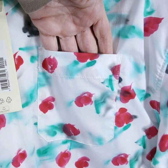 MARNI Shirt Mens Size 52 White Blue Button Up Raw Hem Abstract REVERIE $795 - Picture 4 of 12